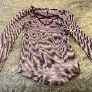 Striped Burgundy and White Women's Top